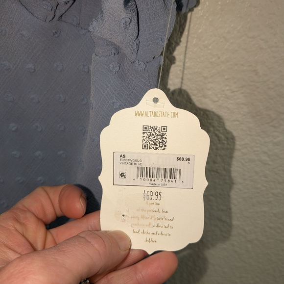 Swiss Dot Flutter Sleeve Mini Dress Altar’d State Blue NWT Size S Coquette Girly - Picture 5 of 9